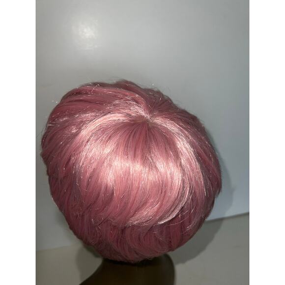 Short Straight pixie Synthetic Wig Natural Looking Pink Wig Bangs Heat Resistant - Picture 4 of 10